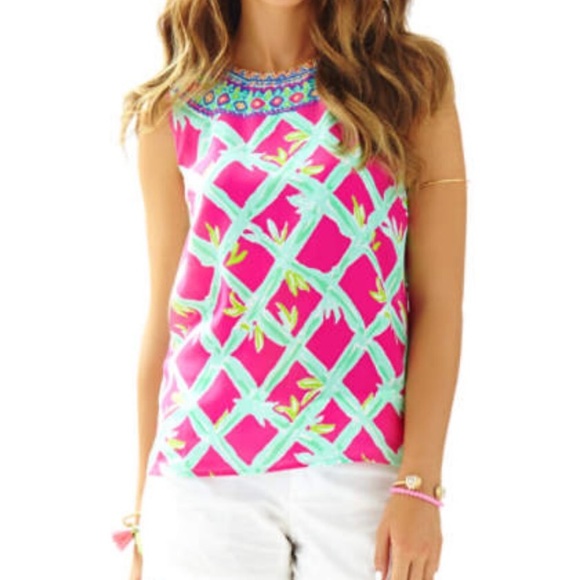 Lilly Pulitzer Tops - Lilly Pulitzer Iona Sleeveless Silk Shell Pink